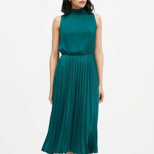 Banana Republic Satin Pleated Midi Dress
